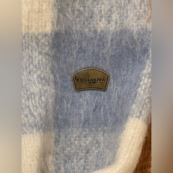 KOOLABURRA by UGG NWT XXL Midi Coat Dusty Sky Blue Plaid Removable Sherpa Collar - Picture 8 of 16